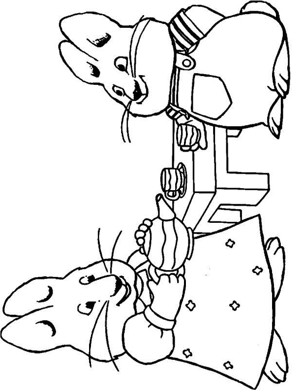 coloring page Max and ruby drinking tea coloring page Max and ruby drinking tea