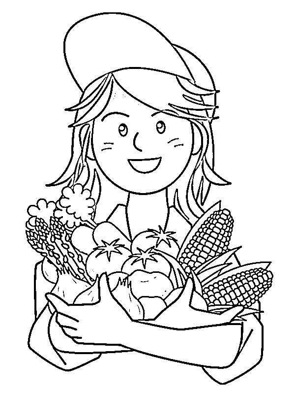 coloring page Girl with vegatables coloring page Girl with vegatables