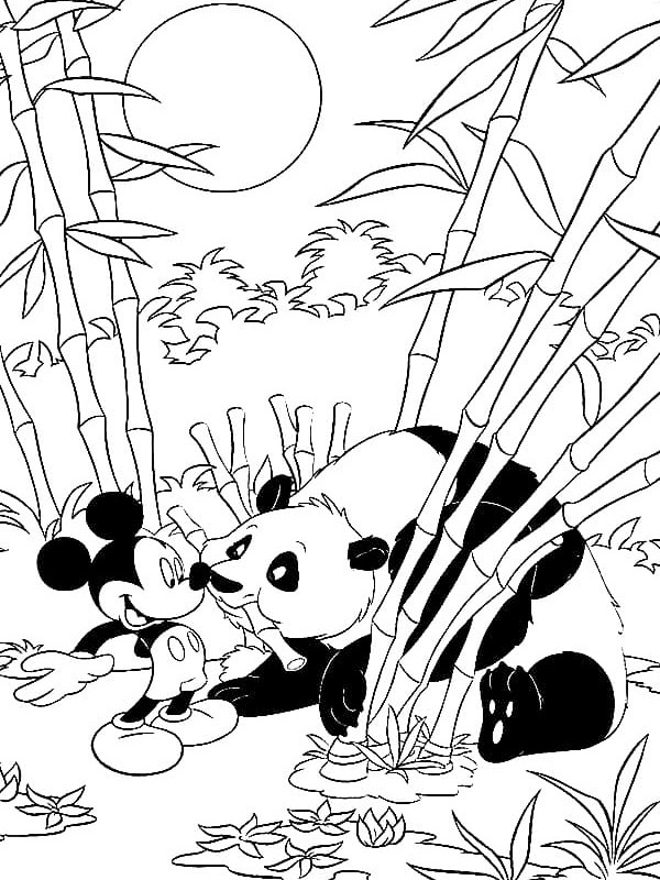 coloring page Mickey mouse and panda coloring page Mickey mouse and panda