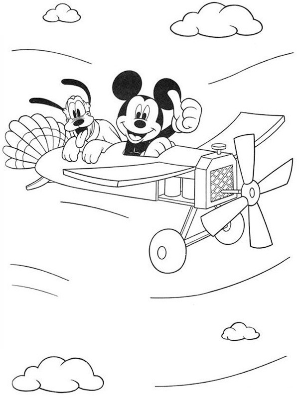 coloring page mickey mouse and pluto on an airplane coloring page mickey mouse and pluto on an airplane