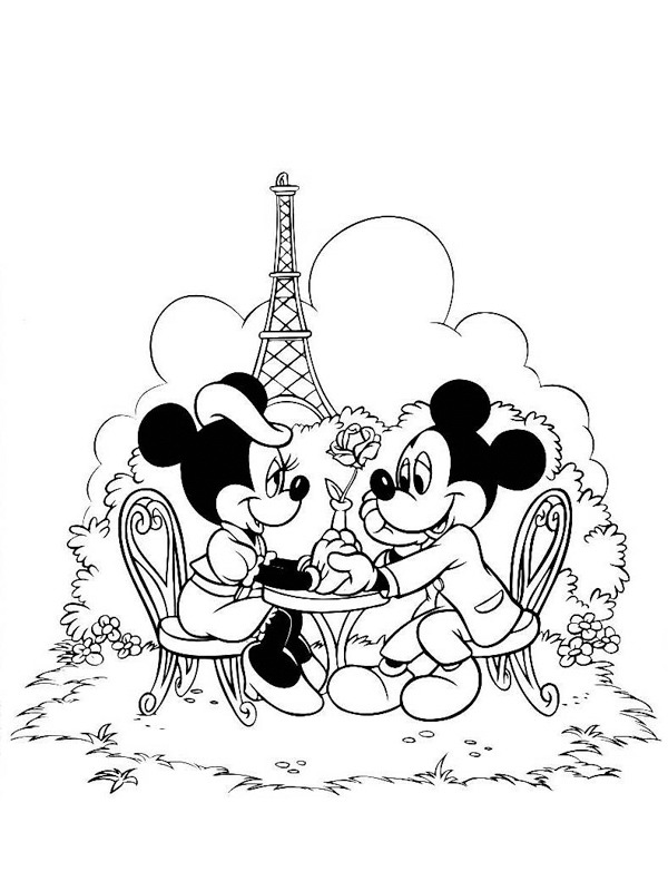 coloring page Mickey and Minnie in Paris coloring page Mickey and Minnie in Paris