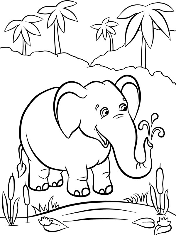 coloring page Elephant at the water coloring page Elephant at the water