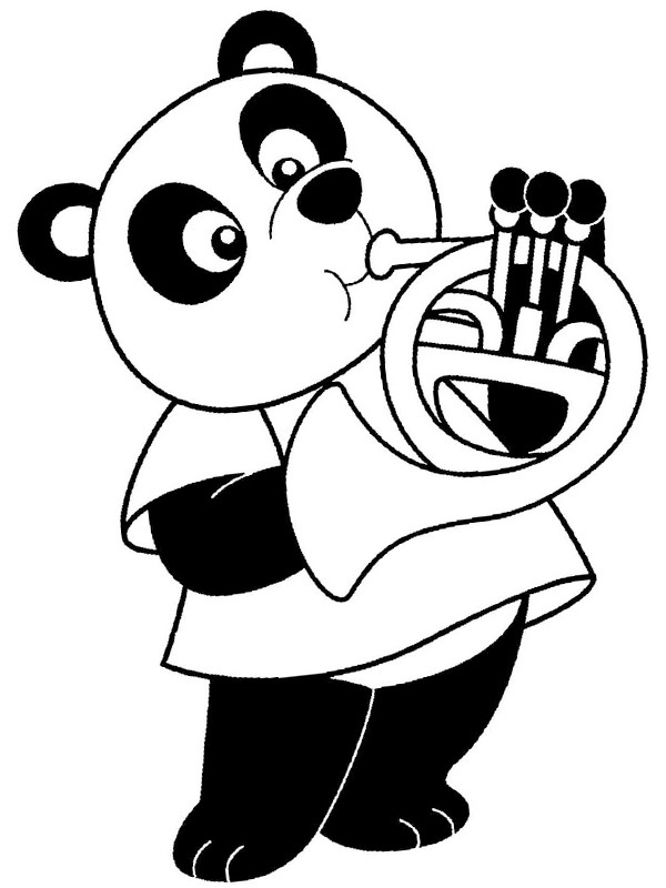 panda plays trumpet coloring page 1001coloringcom