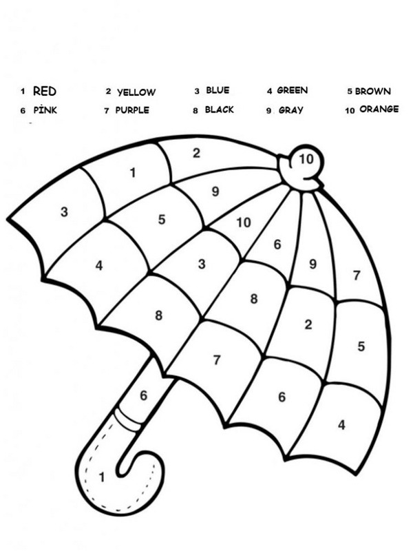 pix Umbrella Images For Coloring umbrella color by number coloring page
