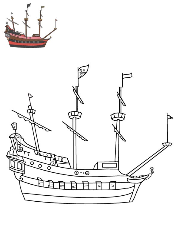 Captain Hook's Pirate Ship Color Page 1001coloring.com Captain Hook's Pirate Ship Color Page 1001coloring.com