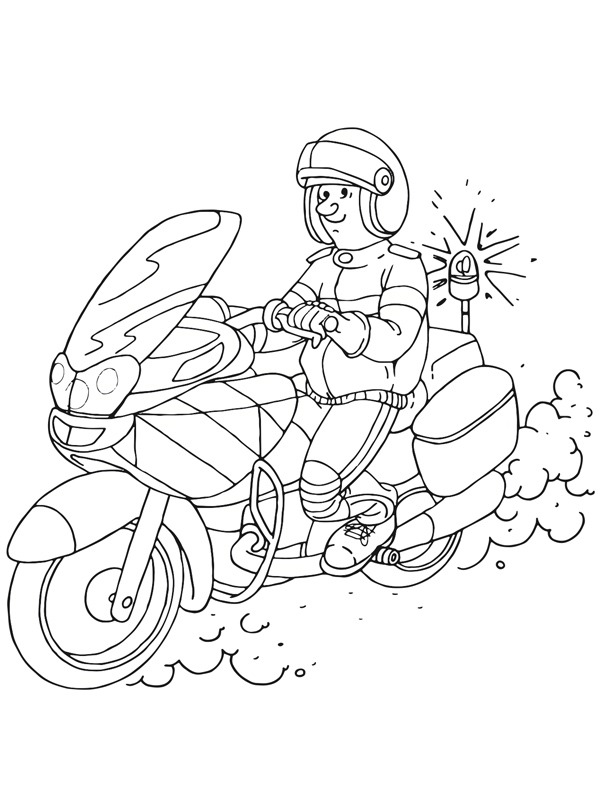 coloring page Police officer on the motor coloring page Police officer on the motor