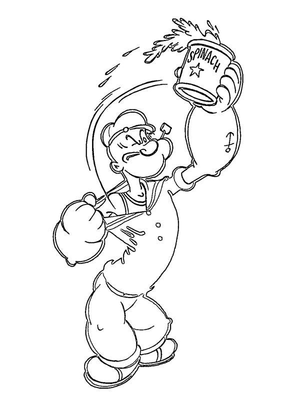 coloring page Popeye raising spinach coloring page Popeye raising spinach