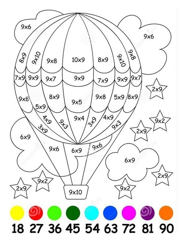 coloring page Math coloring picture hotairballoon coloring page Math coloring picture hotairballoon