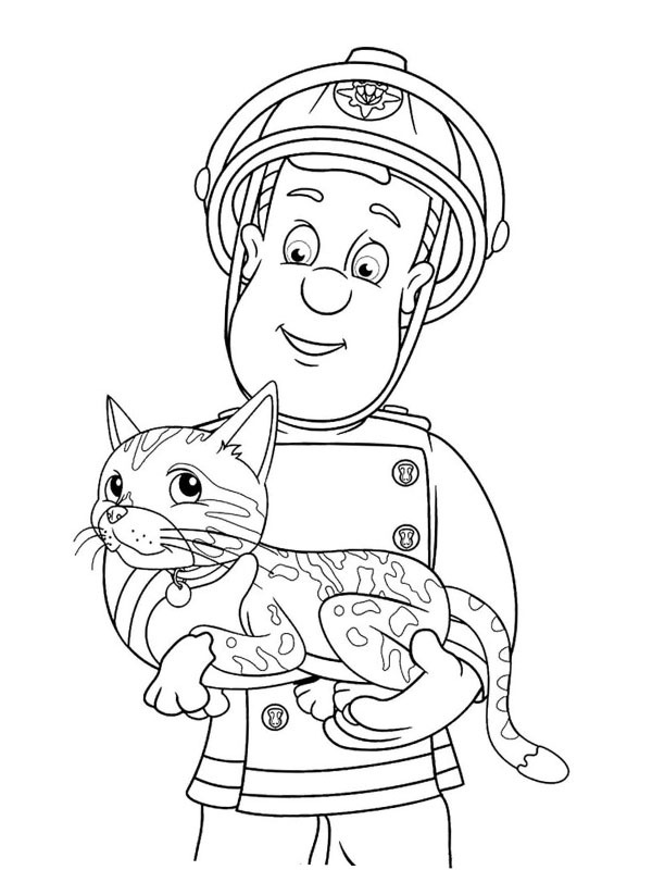 Sam With A Cat Coloring Page 1001coloring Com