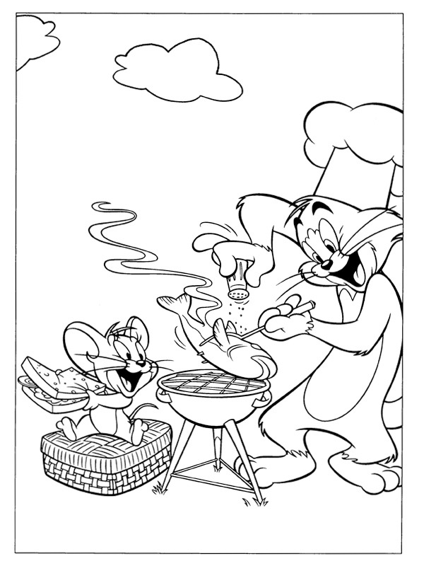 coloring page Tom and Jerry BBQ coloring page Tom and Jerry BBQ