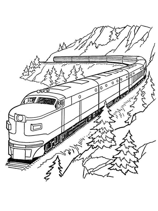 coloring page Train in the mountains coloring page Train in the mountains