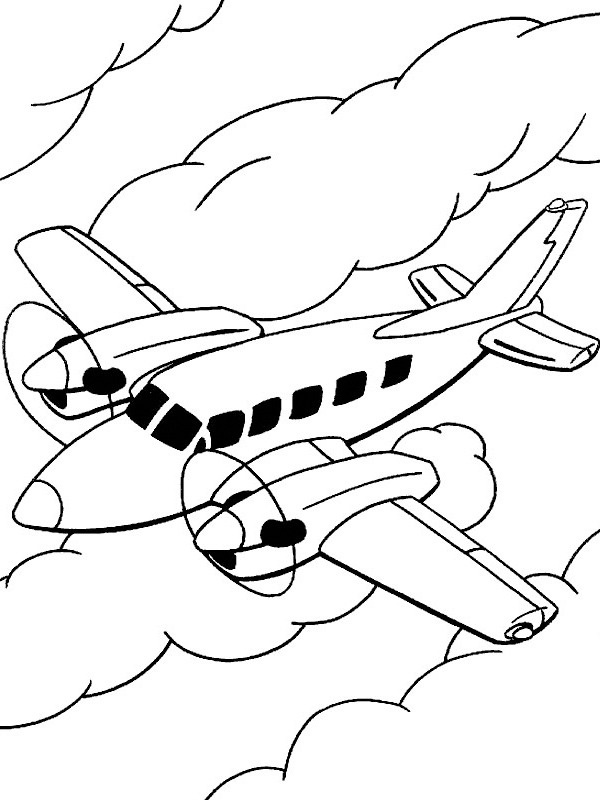 coloring page Airplane in the clouds coloring page Airplane in the clouds