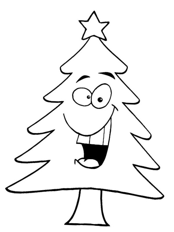 coloring page Happy christmas tree coloring page Happy christmas tree
