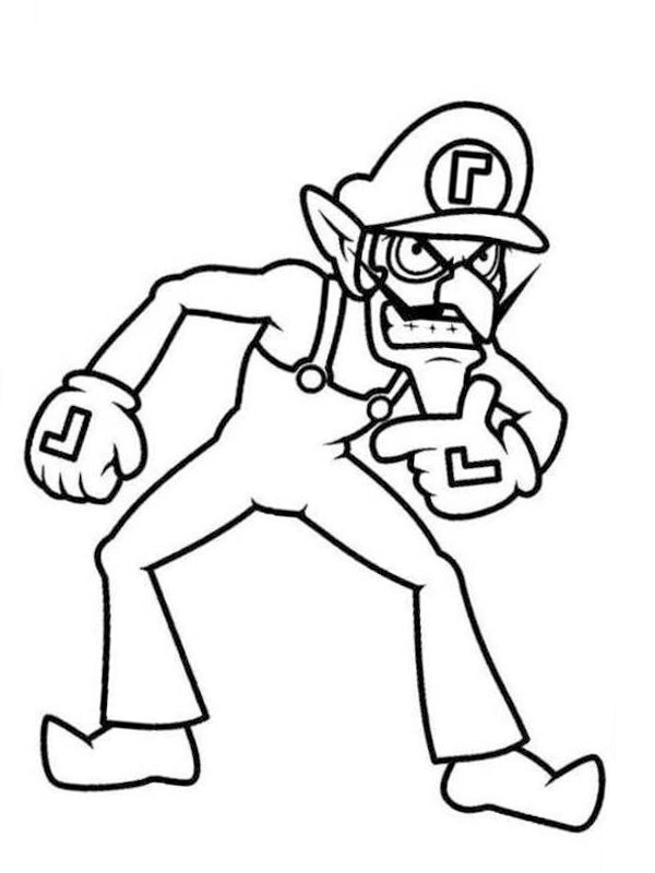 Waluigi Coloring Page 1001coloring Com