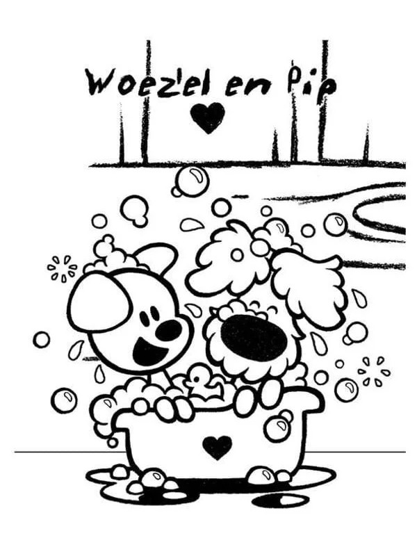 coloring page Woozle and pip in the bath tub coloring page Woozle and pip in the bath tub
