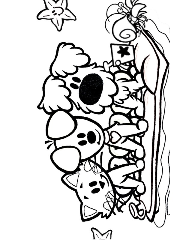 coloring page Woezel and Pip on the beach coloring page Woezel and Pip on the beach