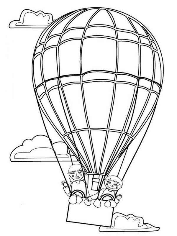 coloring page Waving from a hot air balloon coloring page Waving from a hot air balloon