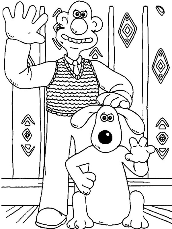 coloring page Waving hand Wallace and Gromit coloring page Waving hand Wallace and Gromit